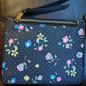 Cute Black Floral Cosmetic bag. With a Zipper. Strong Material